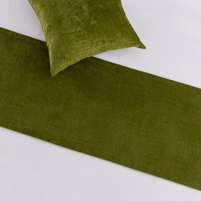 AMBERIS Bed Runner Green, Chenille Soft No Fading Modern Bed Scarf - Image 3